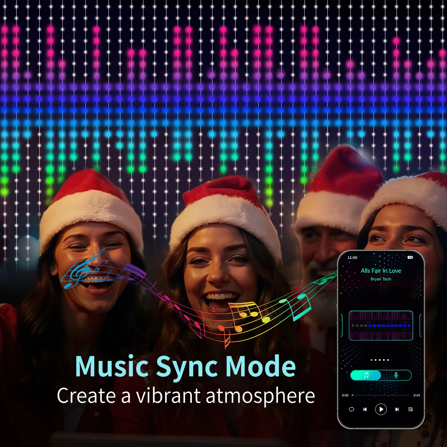 

Светодиодная гирлянда с управлением через приложение - 400 светодиодов, питание от USB, синхронизация с музыкой, RGB-подсветка, умные светильники для штор своими руками |