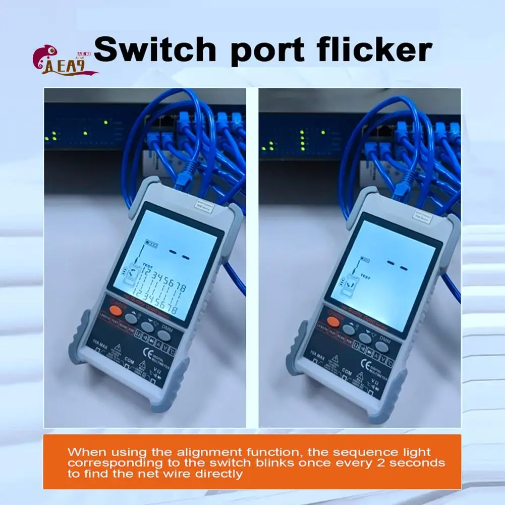 AEA9-ET618 Network Cable Tester With LCD Display Analogs Digital Search POE Test Cable Wiremap Tester ID Mapping Tool