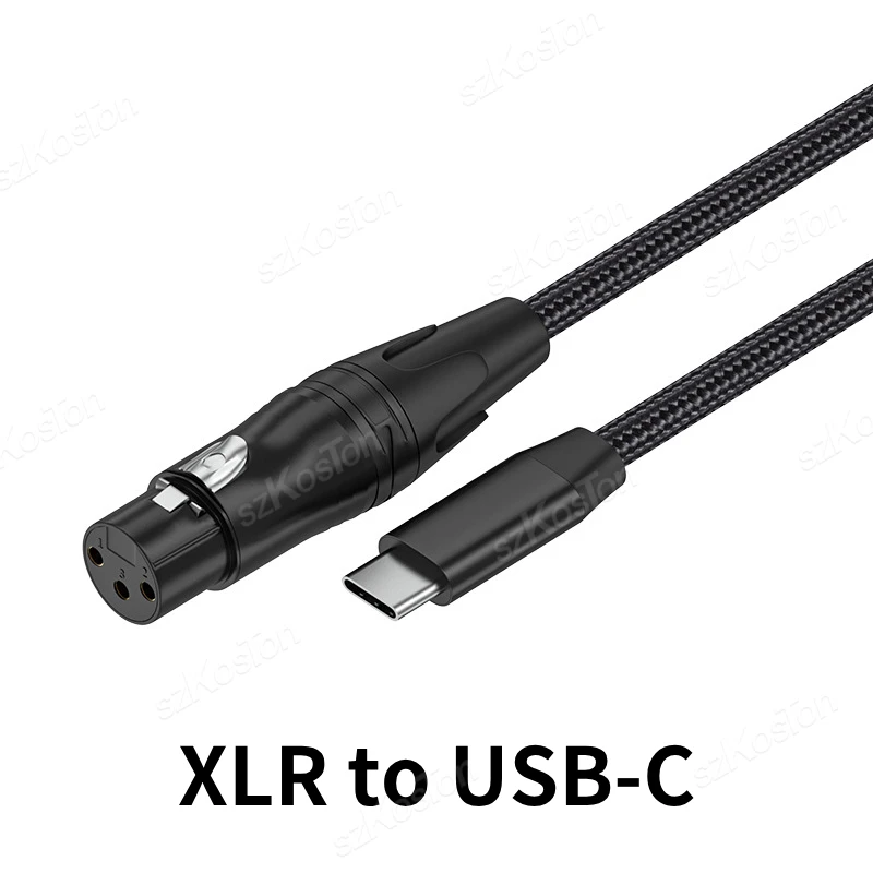 XLR to USB C Dynamic Microphone Cable for Shure SM58 Mic Recording 3 Pin XLR Female Type C Connector Cables for iPhone15 Samsung