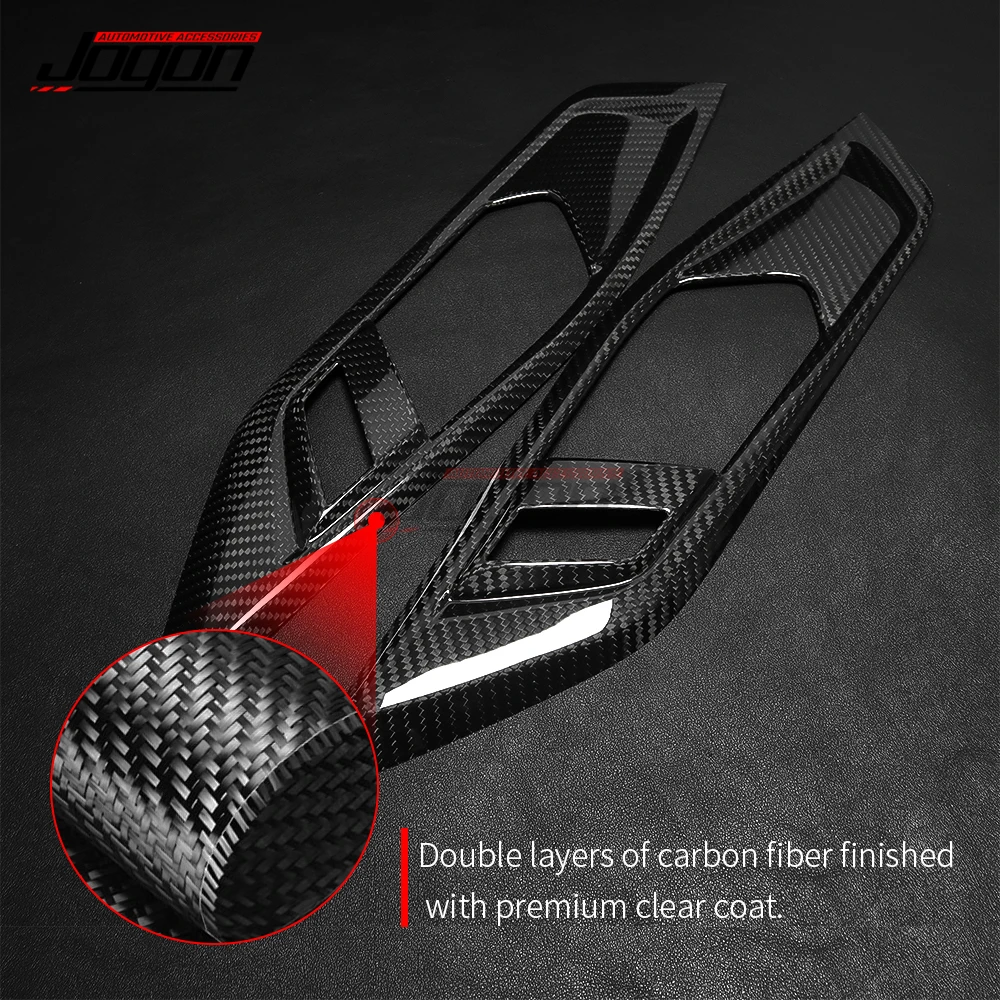 2pcs Real Carbon Fiber For BMW 4 Series G22 G23 G24 2021 Car Inner Handle Door Lock Unlock Button Panel Cover Trim Accessories