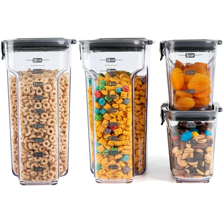 

International ProKeeper+ 4-Piece Clear Plastic Modular Airtight Pantry Cereal Food/Snack Kitchen Storage Organization Container