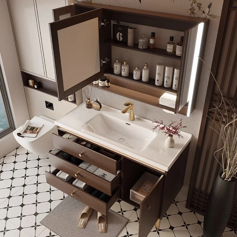 New Chinese-style Bathroom Cabinets Vintage Thickened Bathroom Cabinets Smart Version Home Furniture In Particolare ZY40YSG