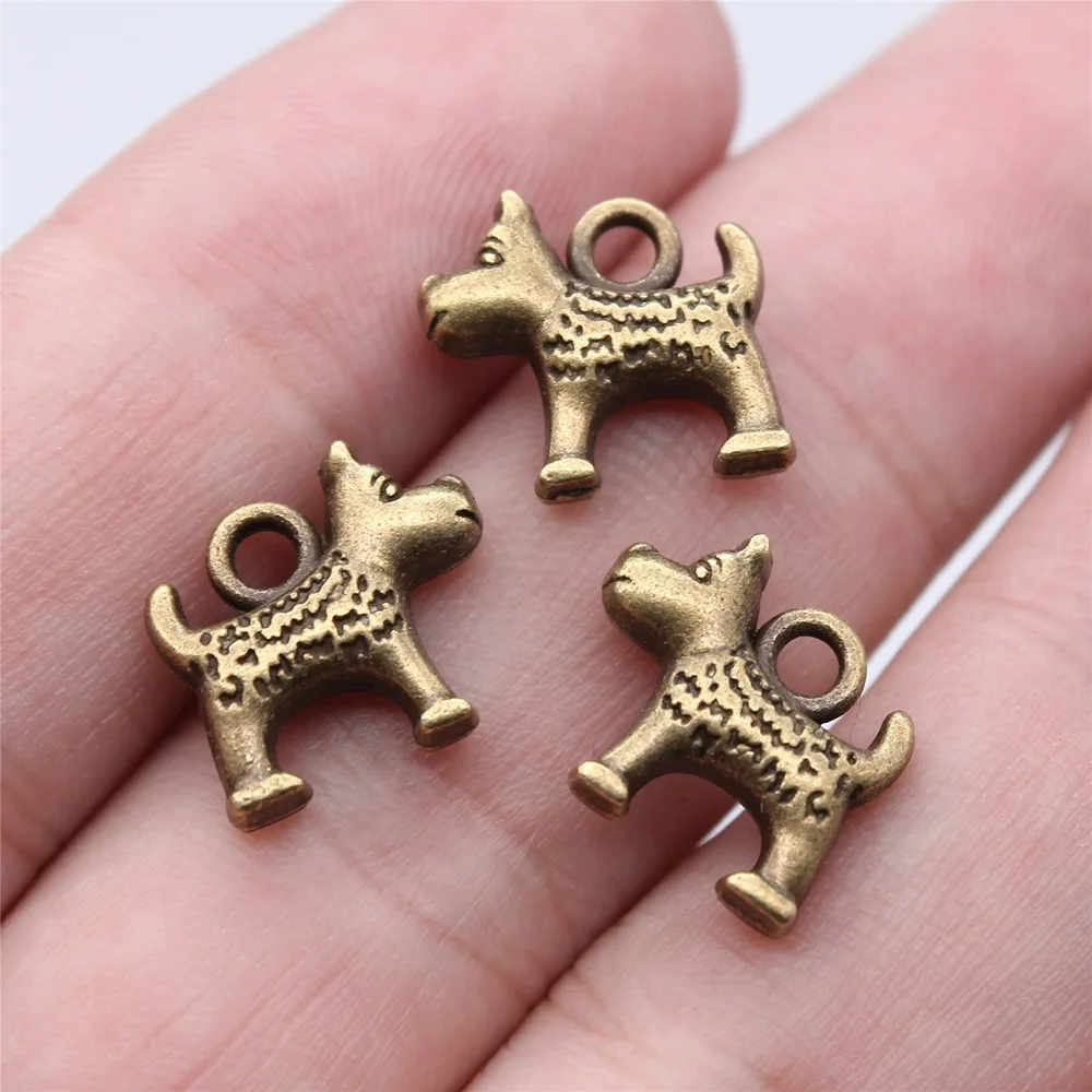 Wysiwyg 10 stücke 13x13mm antike bronze farbe hund charms anhänger für diy schmuck machen handgemachte schmuck handwerk funde