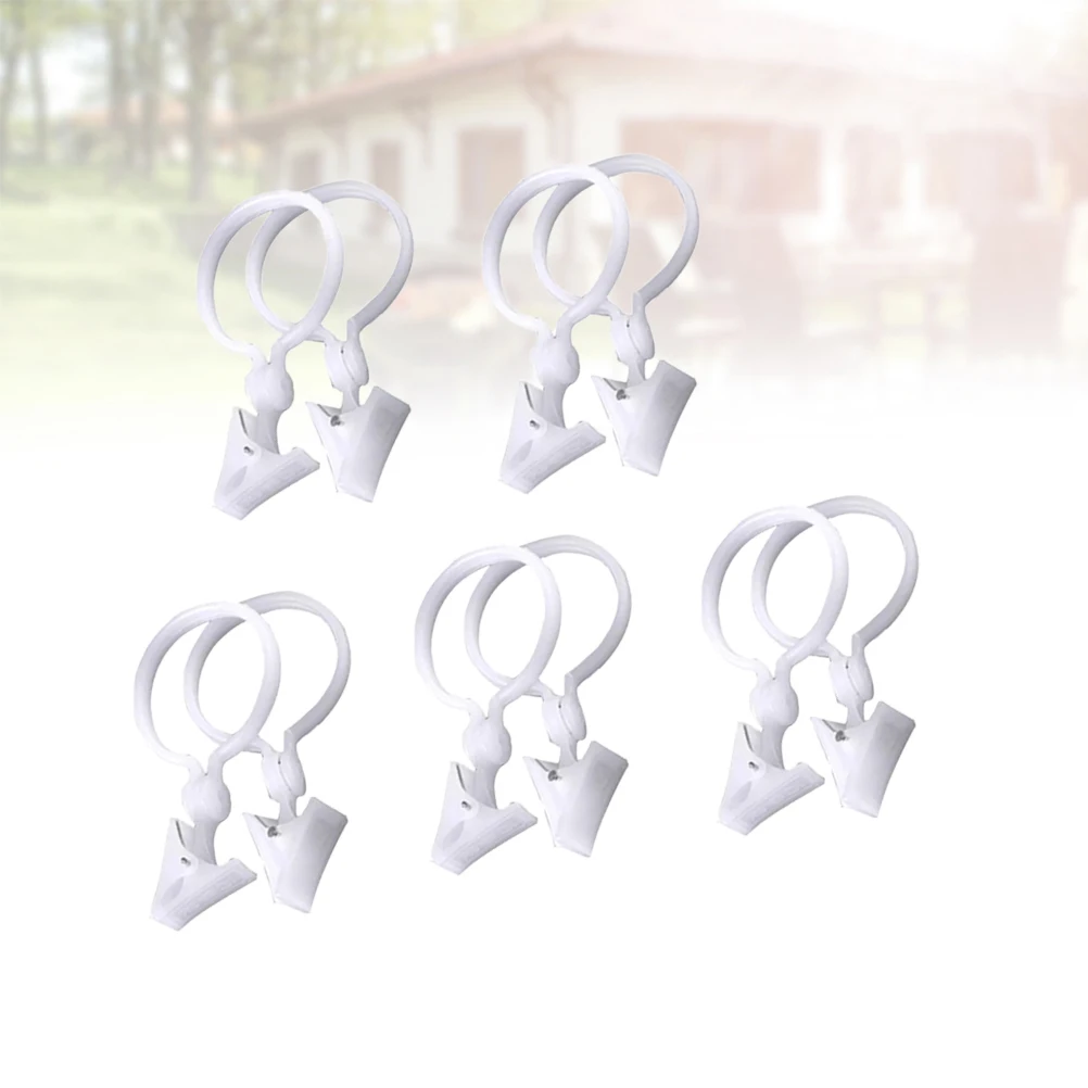 

10pcs Bath Curtain Clips 12X6Cm Plastic Round Curtain Clasps Shower Privacy Waterproof Hanging Rings Home Decor Accessory