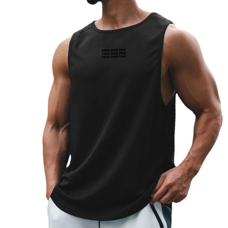 

FITNESS SHARK Summer Cool Running Vest Men's Quick-drying Breathable Thin Sports Sleeveless T-shirt Top