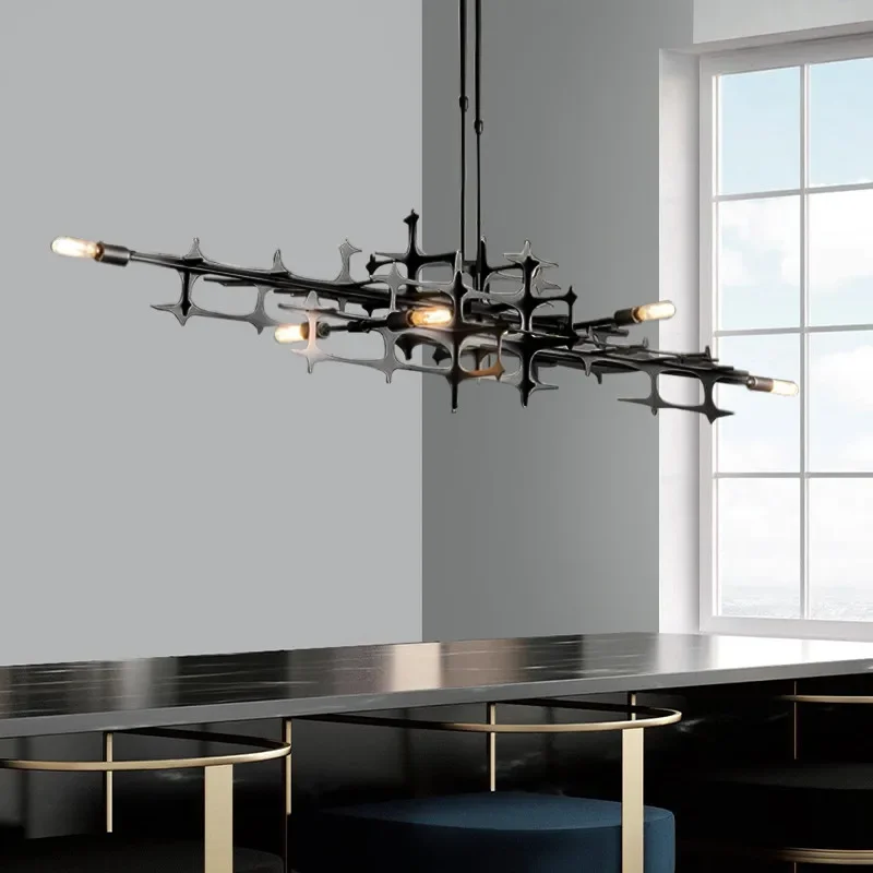 

Industrial Luxury Black Pendant Lights Kitchen Island Dining Table Art Deco Chandelier Shop Living Room Bar Hanging Lamps