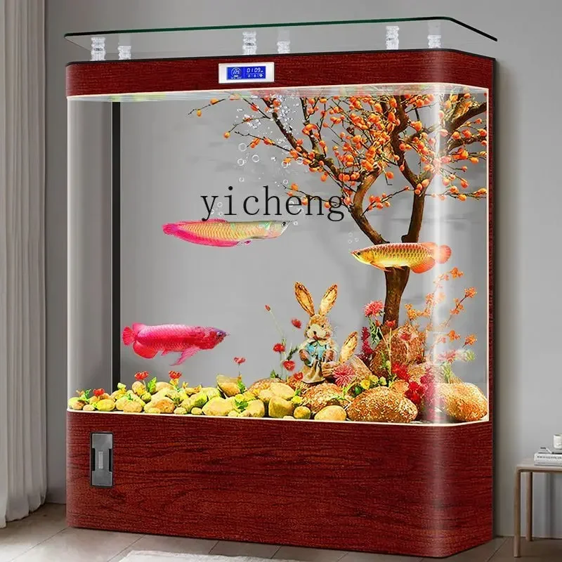 fish tank, living room is integrally formed against the wall, large ecological no-change aquarium box, intelligent floor