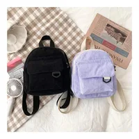 Mini Corduroy Backpack Ins Popular Cute Student Makeup Commuting Bag 5