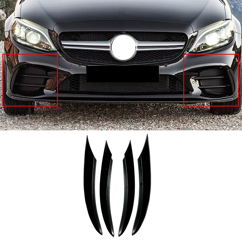 for-mercedes-benz-c-class-w205-c180l-c260l-c300l-2019-to-2021-front-bumper-splitter-side-air-vent-wind-knife-body-kits