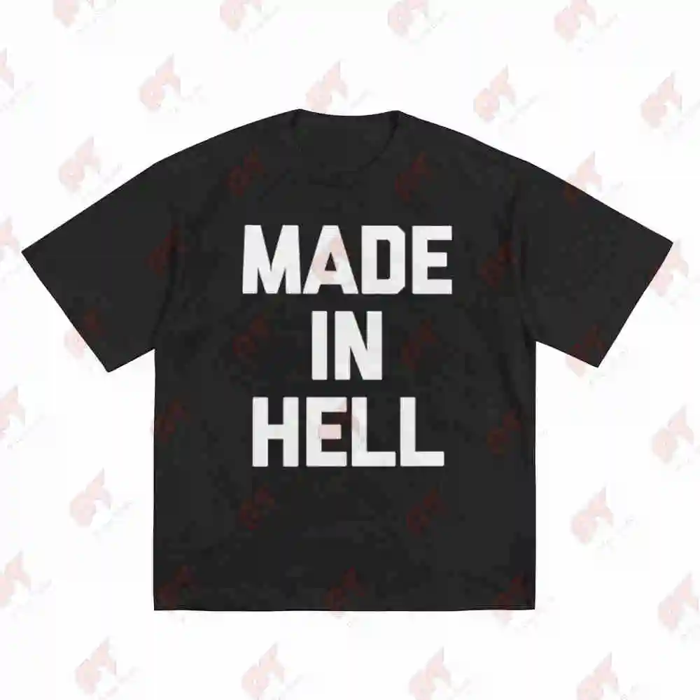 Made In Hell Sarcastic Inscription Short Sleeve Tee 100% Cotton T-Shirt