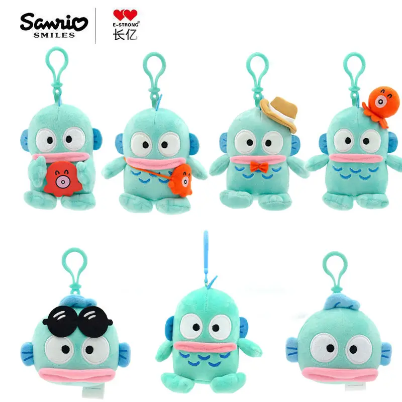 New Sanrio Clown Fish Pendant Keychain Backpack Plush Pendant Doll Half Ugly Fish Hanton Decoration Cute Children'S Doll Gift