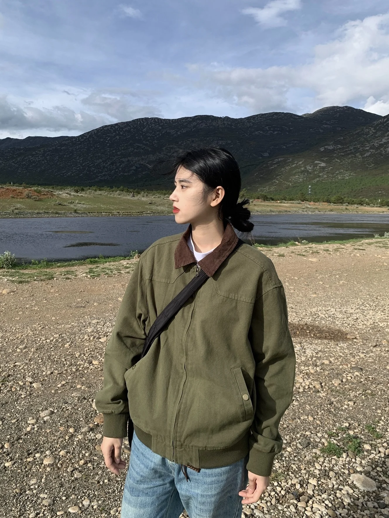 

Хлопковая фланелевая куртка с воротником свободного кроя, рабочая одежда контрастного цвета для пары, топ ort Sle, застежка-молния, чистый цветной узор