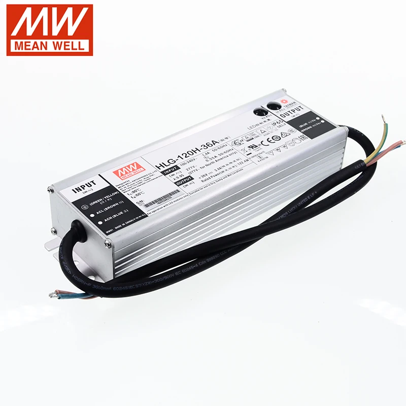 MEAN WELL LED driver HLG-120H A Type LED Power Supply  120W 12V 15V 20V 24V 36V 42V 48V 54V waterproof  Adjustable Transformer