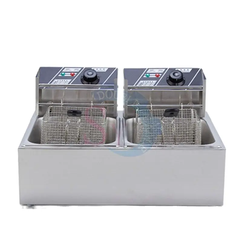 Freidoras eléctricas comerciales 6L tamiz de un solo cilindro sartén eléctrica máquina de pollo frito