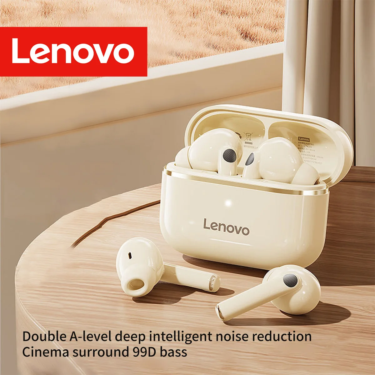 Lenovo Wireless Bt5.4 Ohrhörer mit geringer Latenz und Mikrofon, HD-Anrufgeräuschunterdrückung, lange Standby-Kopfhörer, Kopfhörer mit menschlichem Ohr-Design