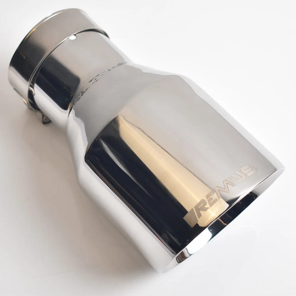 1 Piece Car 304 Stainless Steel Shinny Slash Cut Bevel Edge System Muffler  End Pipe Bright Exhaust Tip  With VR Logo