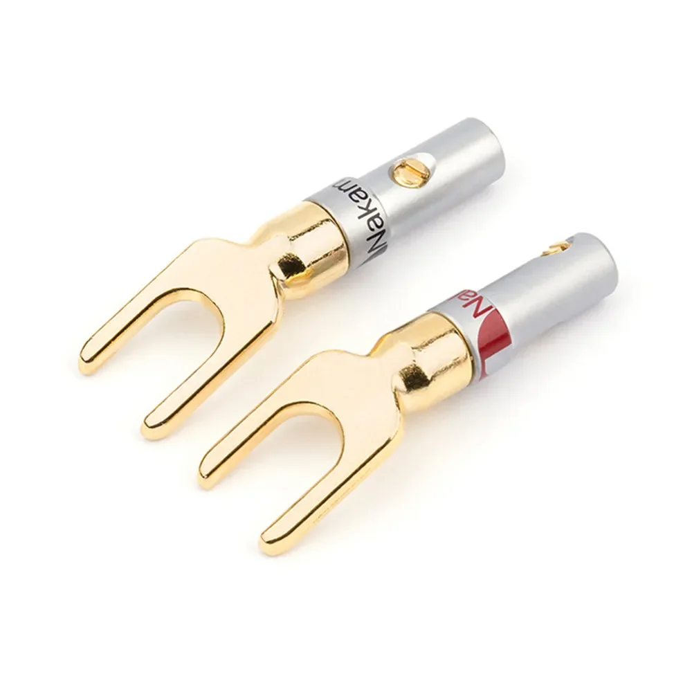 8pcs Banana Y/U Spade Plug Pure Copper Plated Gold Y Plug U-Shaped Plug Speaker Connector Audio Terminal Post Adapter