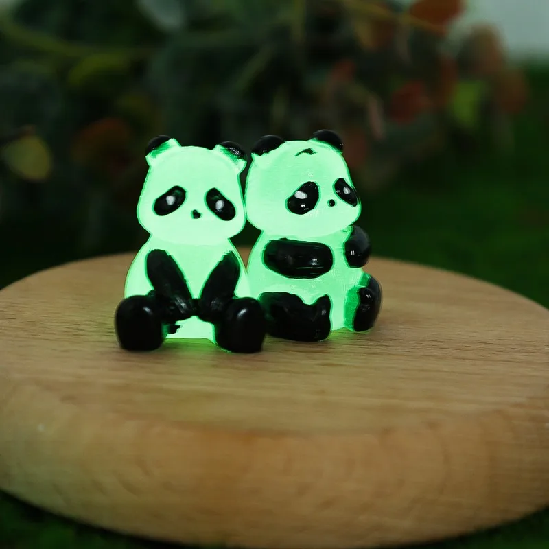 5-20pcs Cute Resin Panda Glow-in-the-dark Toys DIY Car Ornaments Handmade Micro Landscape Pendants Three-dimensional Night Light