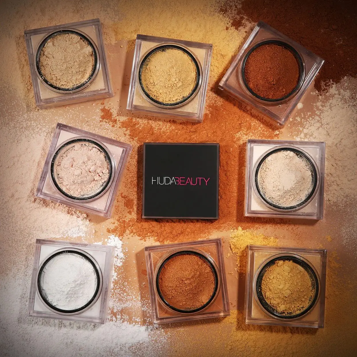 Huda beauty pó de configuração delicado, duradouro, sem derramamento, controle de maquiagem, bloqueio de óleo, umidade, criação de base de poros zero, maquiagem