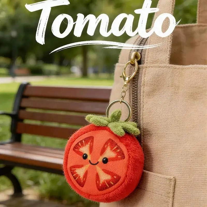 Pingente de Pelúcia de Tomate de Desenho Animado Kawaii de 10CM, Boneca Artesanal de Fruta Tomate Adorável para Crianças, Presente