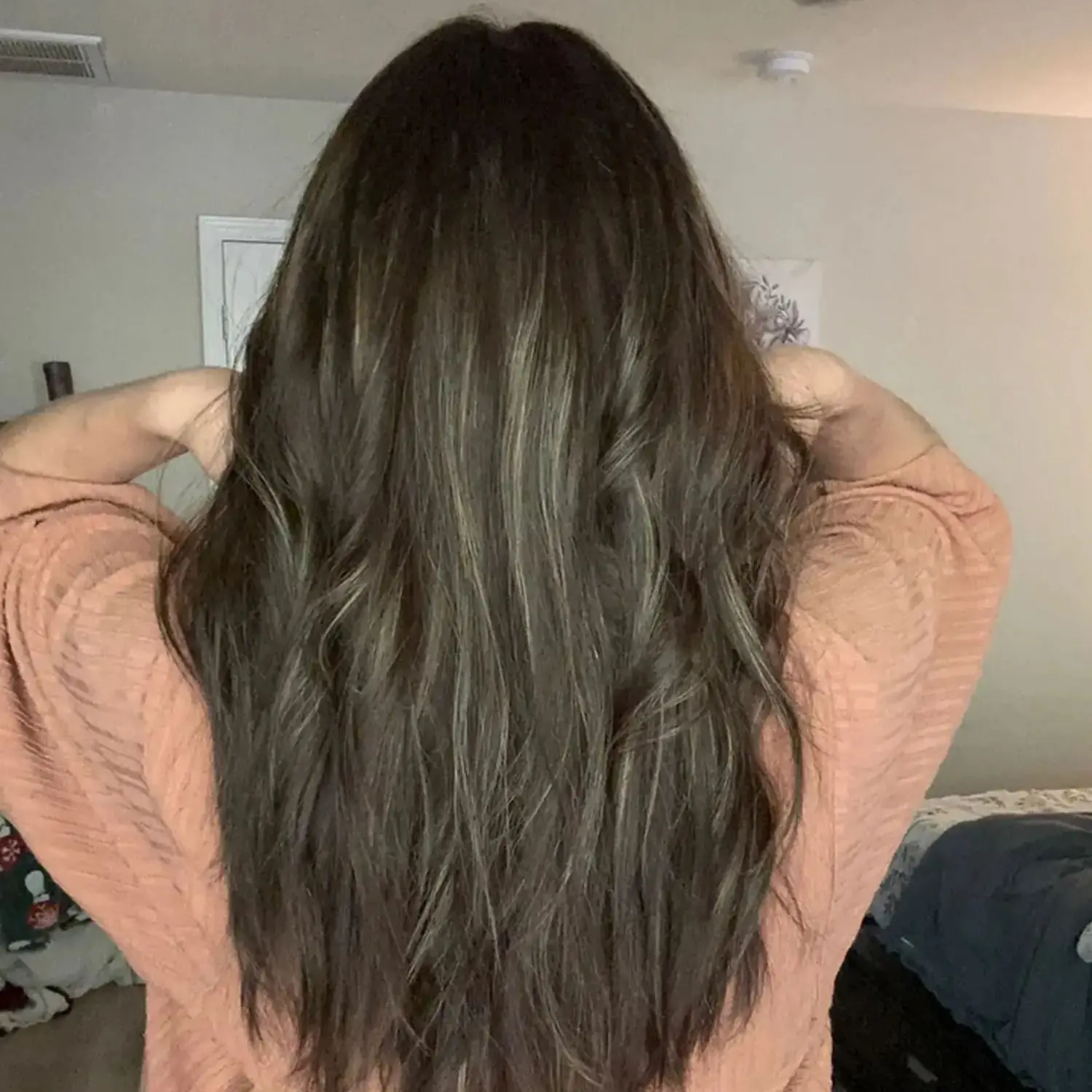 22 Inches Dark Chestnut Brown Highlights Front Lace Wigs Free Parting 180% High Density Loose Wave Glueless Wigs Synthetic Hair