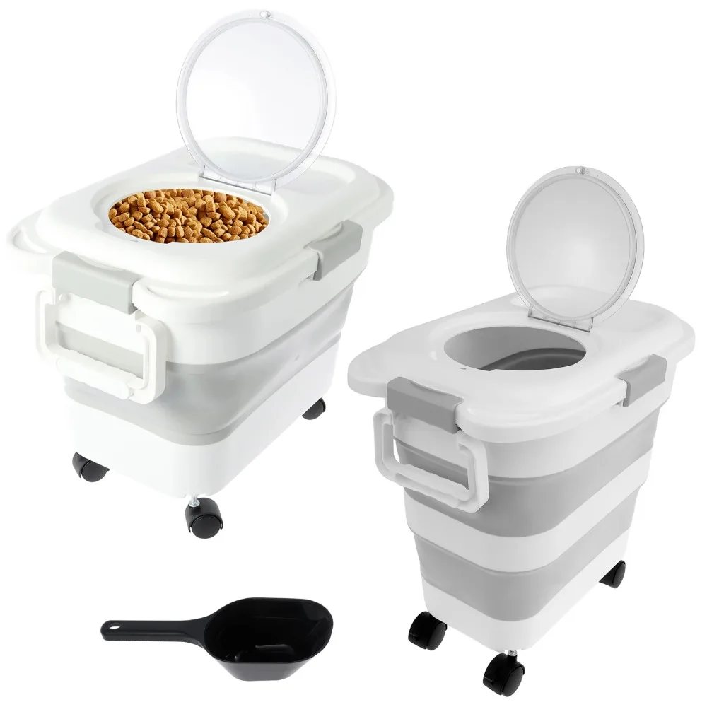 Airtight Pet Food Storage Container, Large Foldable Dog Food Bucket, Moisture Proof Cat Food Box for Dry Kibble Storage