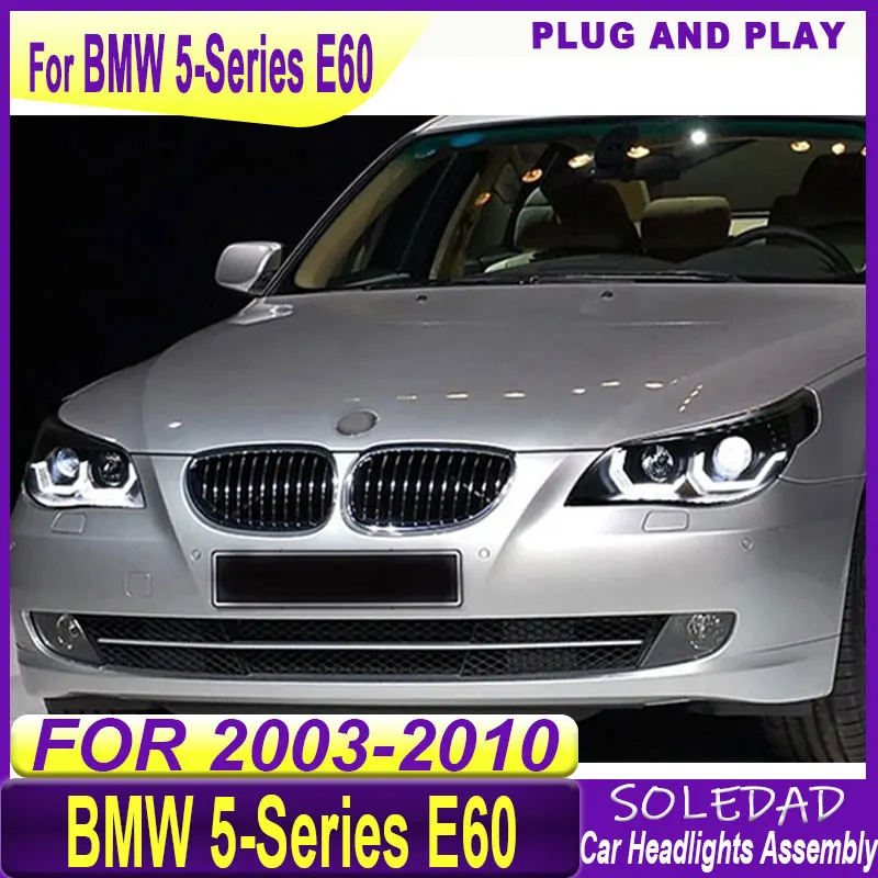 Car HeadLamp for E60 Headlights 2003 2004 2005 2006 2007 2008 2009 2010 Angel Eye Headlight Assembly DRL Hid Bi Xenon Auto tool