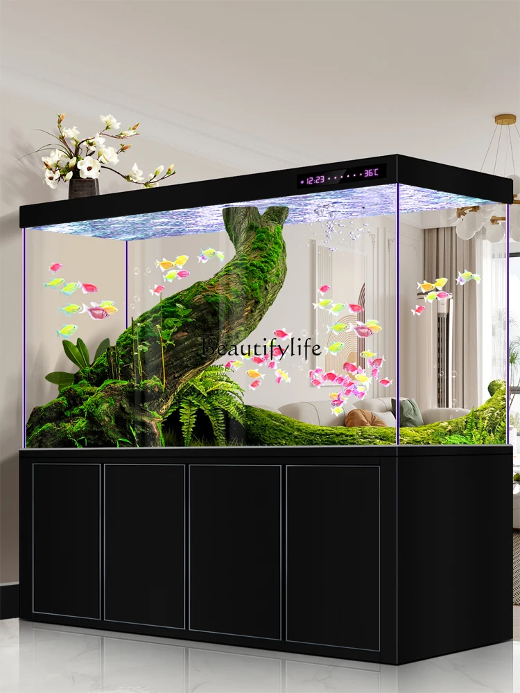 

Living Room Fish Tank Large Change Water Self-Circulating Light Luxury Glass Ecological Aquarium