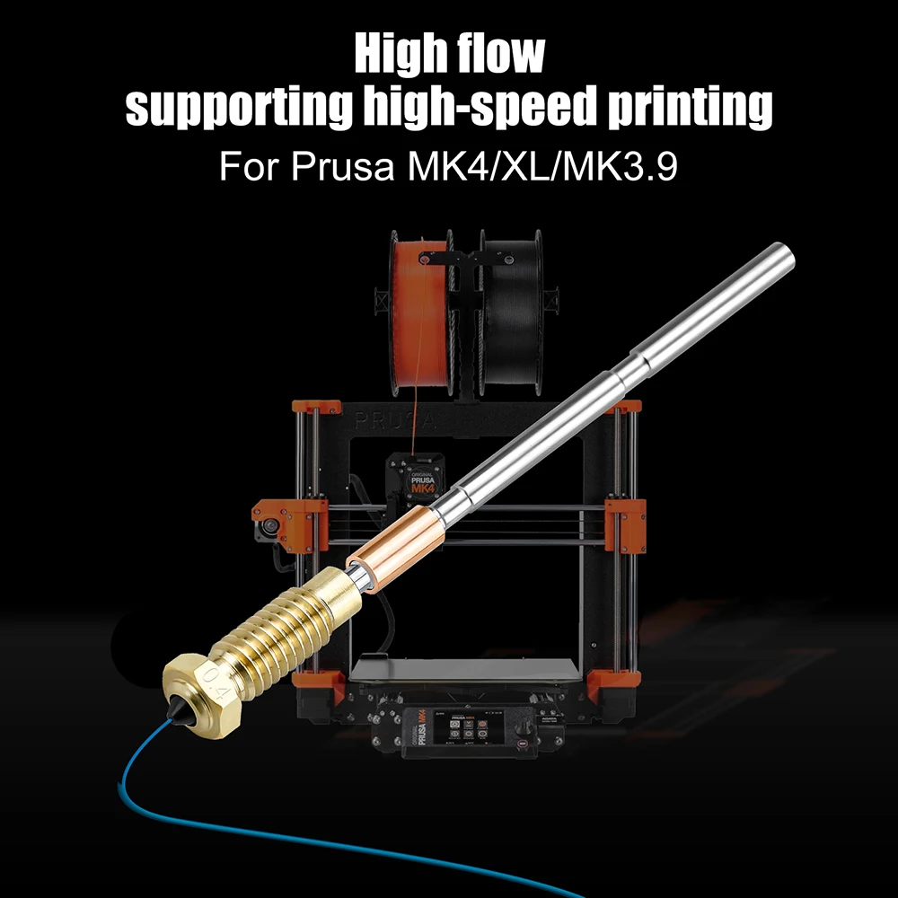 Untuk Prusa MK4/XL/MK3.9 Nozel Hotend yang Ditingkatkan Semua Logam Nozel Baja Satu Bagian yang Diperkeras Aliran Tinggi Ketahanan Aus Tinggi Tahan Lama