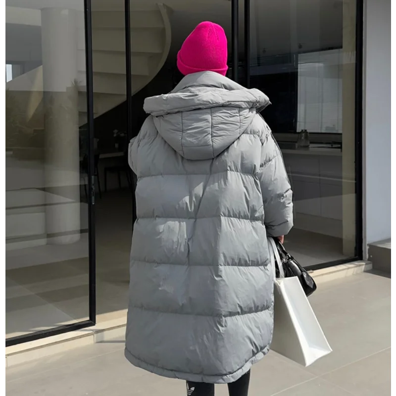 Thickened Winter Down Jacket for Women, Medium Length, Loose Casual Coat, Knee Warm Jacket, New