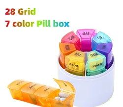 28 Grid Weekly Pill Organizer 4 Times A Day with 7 Daily Large Pill Box Cases To Hold Fish Oils Vitamins Pills Organizer Case