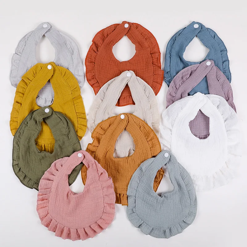 

Ruffle Edge Cotton Baby Bibs Newborn Infant Burp Cloths Baby Feeding Drool Bib Bandana Ruffle Saliva Towel Babies Accessories