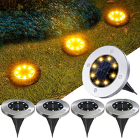 1/4Pack Solar Lights Outdoor 8 LEDs Disk Underground Lamp Spotlight Buried Solar Light for Home Garden Lawn Yard Decoration