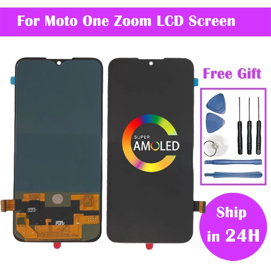 OLED For Moto One Zoom Display XT2010 Xt12010-1 LCD Screen With Touch Glass Digitizer Assembly One Zoom LCD Free Shipping