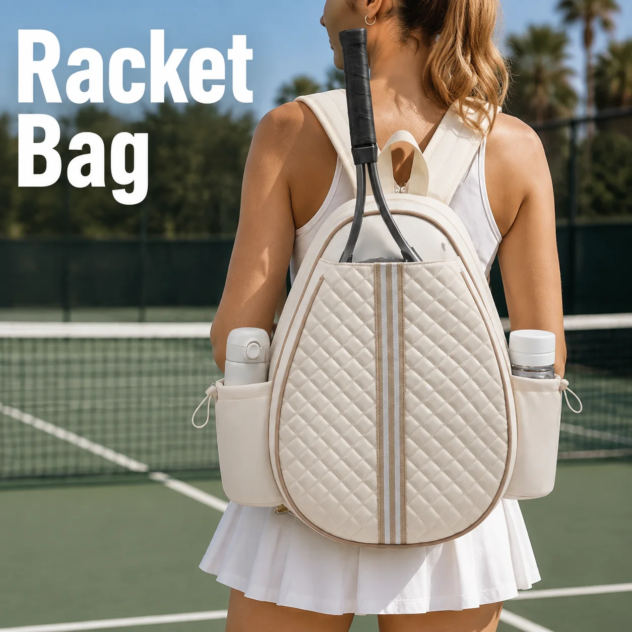 Tennis Pickleball Bag Fashion Portable Waterproof Racket Backpack Crossbody Carrier For Badminton Sports Court Practice Travel