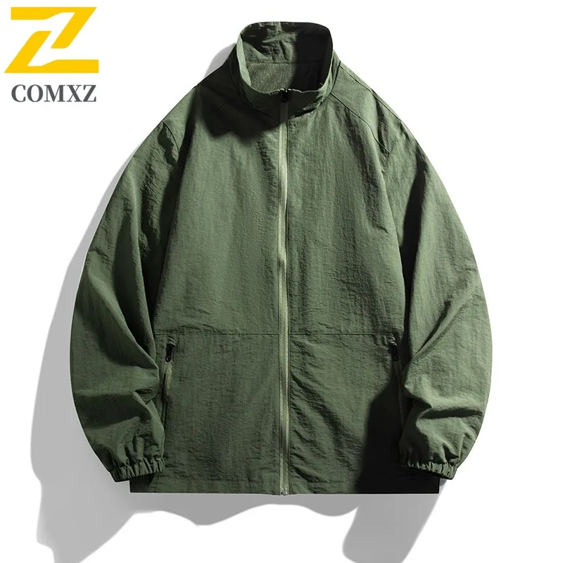 

COMXZ новая мужская куртка со свободным воротником-стойкой, легкое пальто для приключений на открытом воздухе, повседневное красивое ветрозащитное осеннее пальто в корейском стиле
