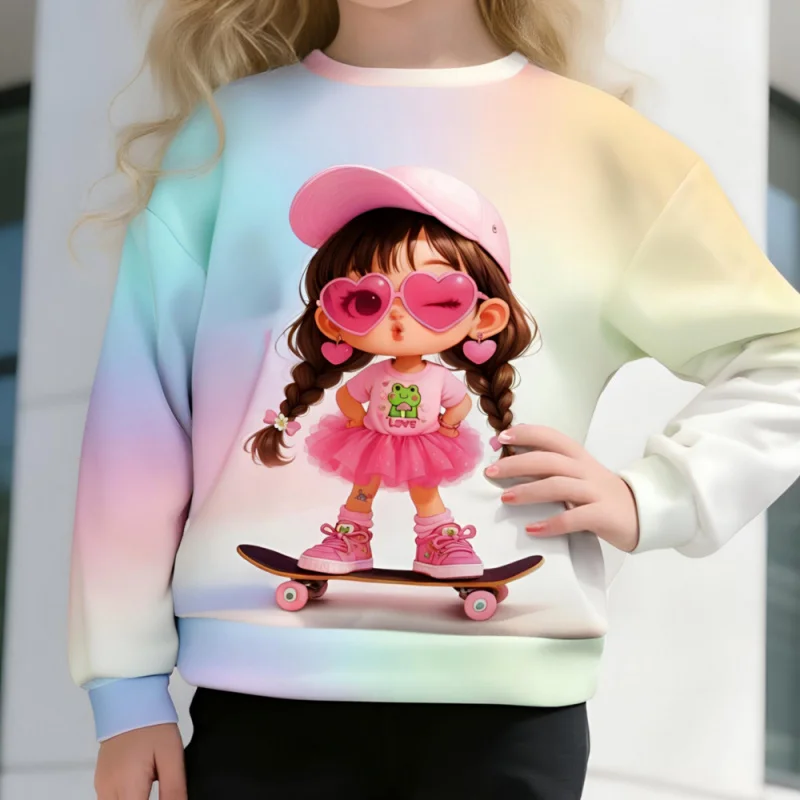 سويت شيرت للأطفال متدرج نابض بالحياة لعام 2025 مع طباعة كرتونية لطيفة #6