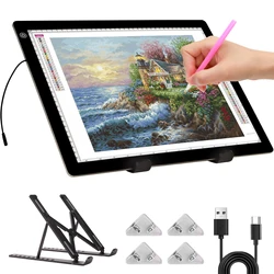 A3 Tracing Light Box with Stand, Stepless Dimmable 3 Levels Brightness Ultra-Thin Light Pad for Drawing, Diamond Painting