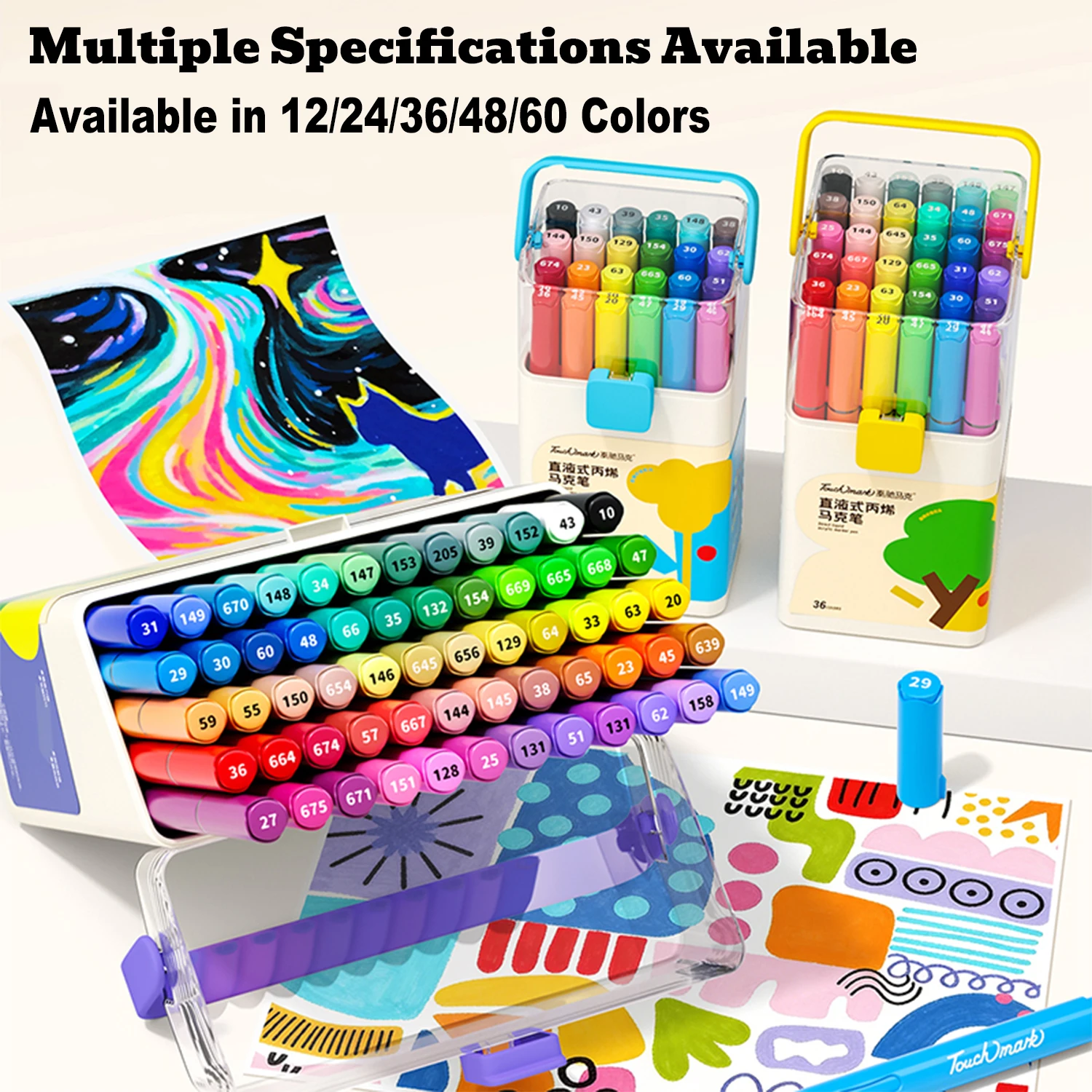 Touchmark Direct Liquid Soft-Tip Acrylic Marker Pen, Large Capacity, Quick-Drying, Non-Bleeding, Special Pen for Hand Drawing, DIY Graffiti Paint Pen, Full Set of Colored Pens for Painting Shoes, Clothes, Ceramics, wit