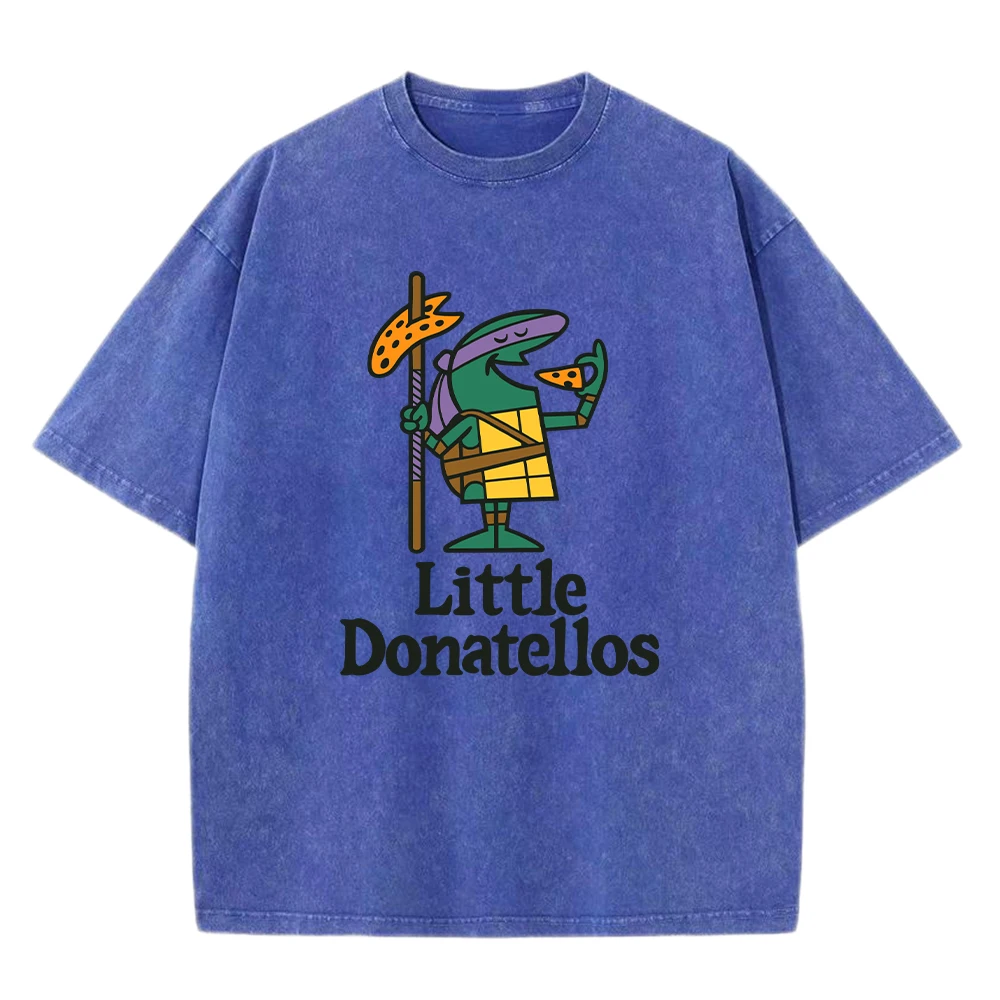 

Little Dobatellos Pattern Male Washed T Shirts Cotton Casual T-Shirt All-Match Loose Tops Soft Crewneck Mens Short Sleeve