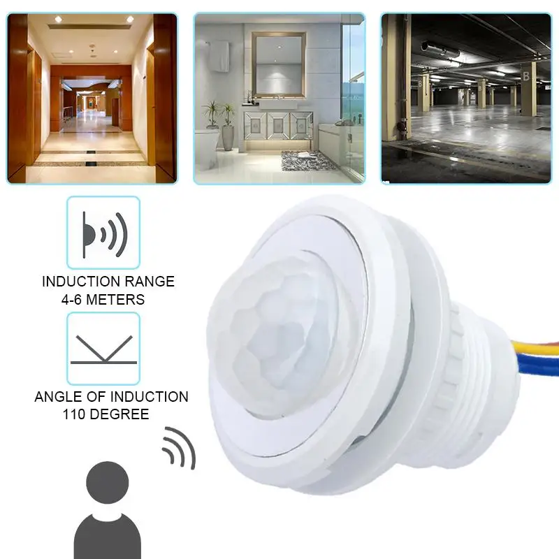 AC 85V-265V LED PIR Infrared Detector IR Infrared Motion Sensor Switch Adjustable Time Delay Switch for Home Lighting Induction