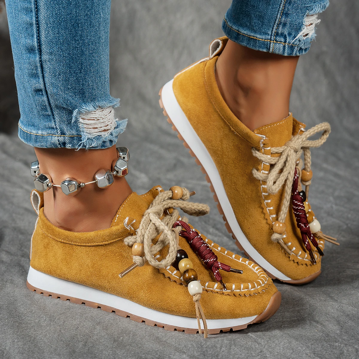 

Женские кроссовки без шнуровки, замшевые стильные кроссовки на плоской подошве, повседневная удобная осенняя обувь на шнуровке, женская обувь Zapatos De Mujer