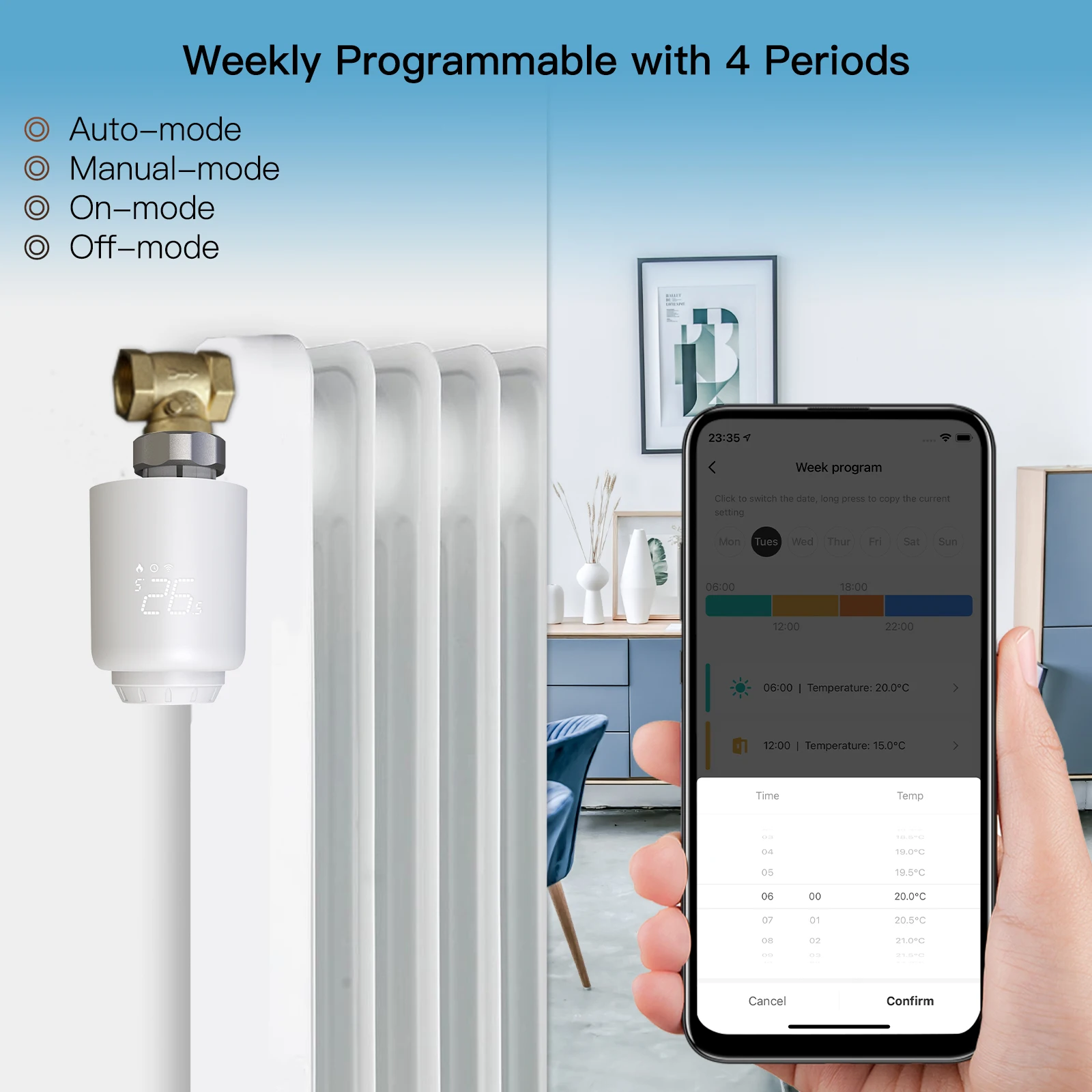 Moes Tuya Smart WiFi Thermostatic Radiator Valve Actuator Heat Temperature Controller Alexa Google Voice remote Control