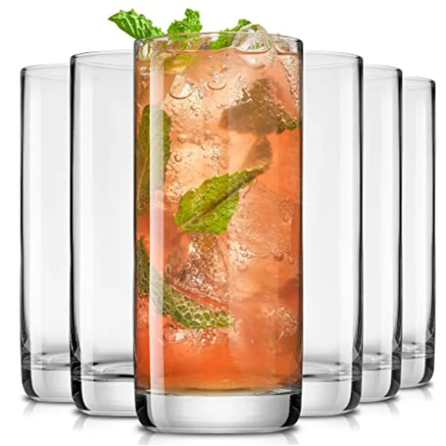 

Faye 13oz Highball Glasses 6pc Tall Glass Sets for Cocktail Serving Lead-Free Crystal Drinking Glasses Ideal for Water Mojito T