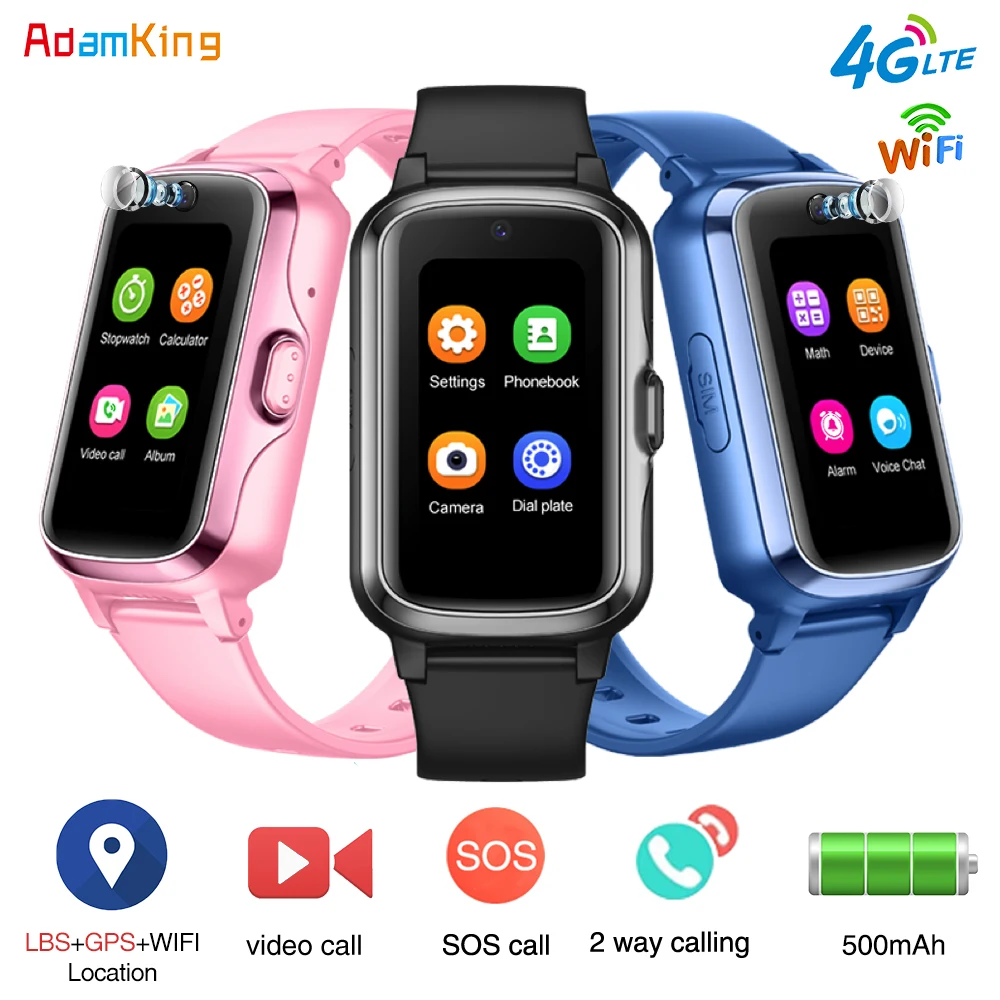 

Kids 4G Smart Watch 500mAh SOS GPS Location Video Call WiFi Sim Card For Children Smartwatch Camera IPX7 Waterproof Baby Gifts