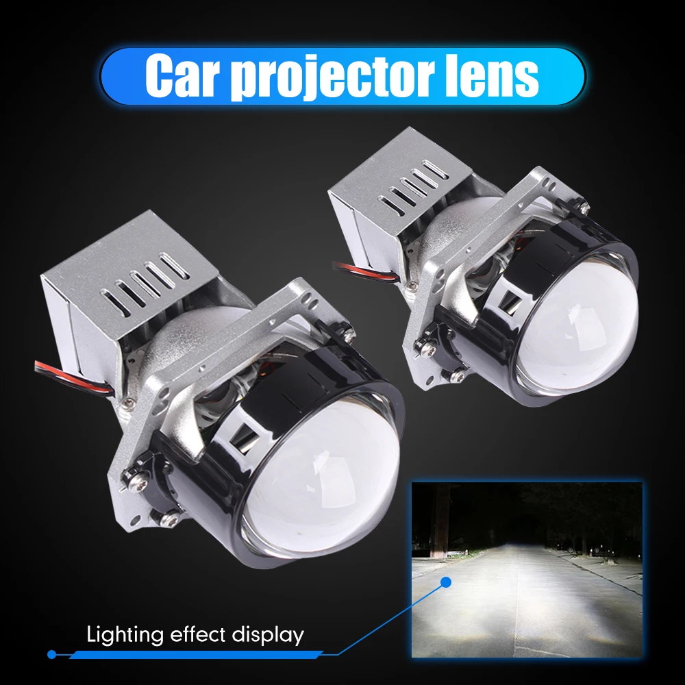 Pair of Bi-Xenon HID Car Fog Light Projector Lens Kit Car Headlight High Low Beam White Light