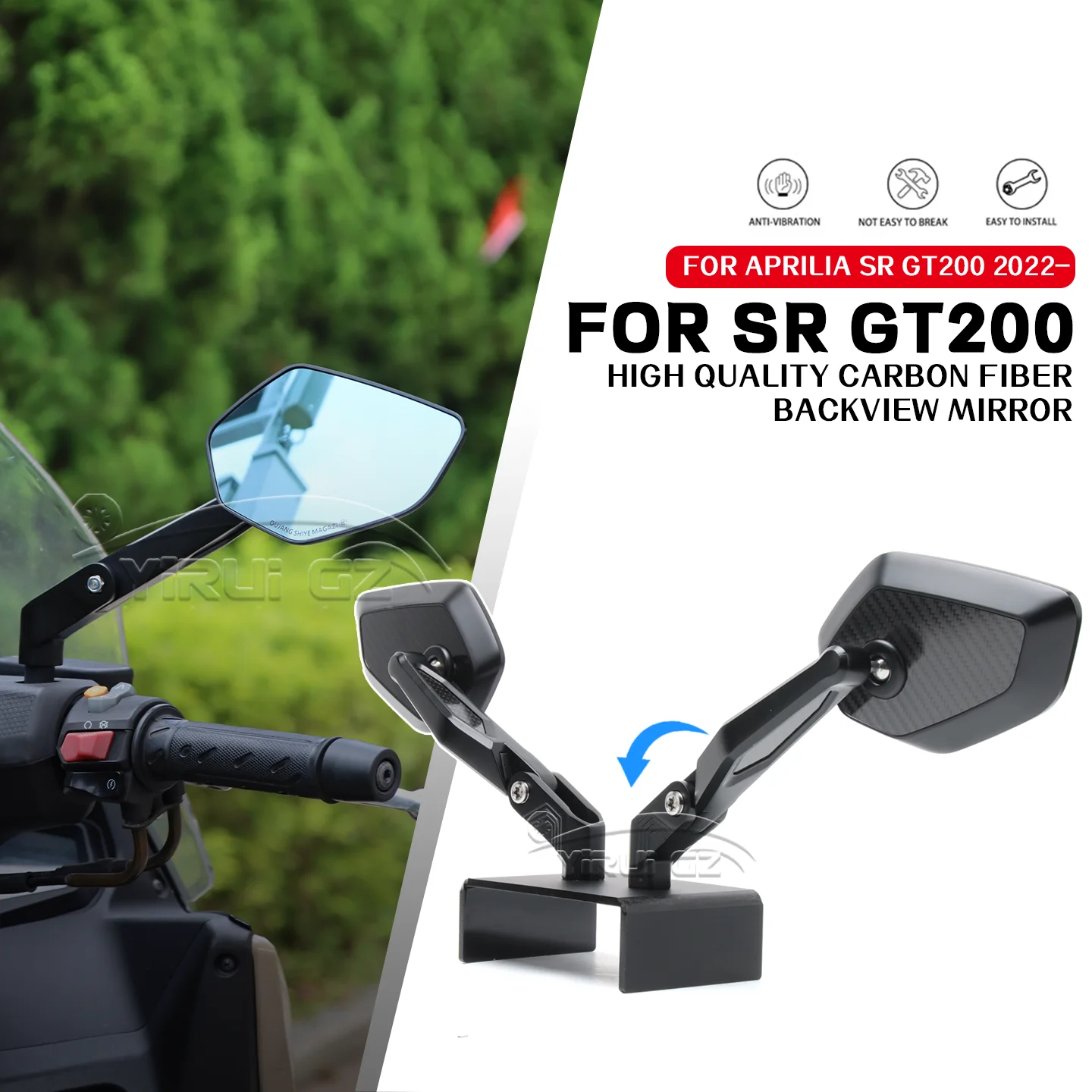 

Motorcycle rearview mirror Blue light anti-glare mirror FOR APRILIA sr gt 200 200 2022- Rearview Side Mirror Foldable mirror rod