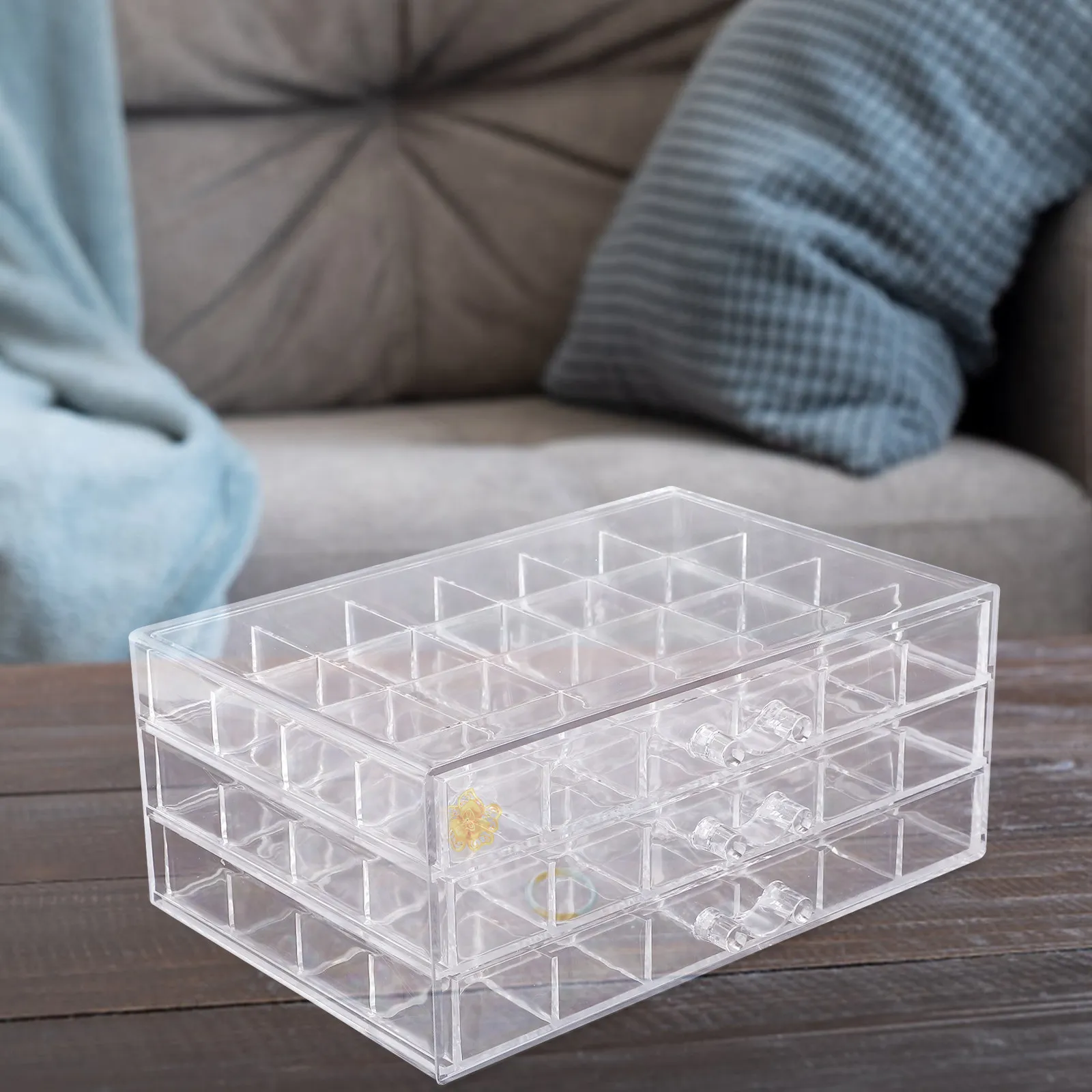 

Органайзер для украшений из акрила на 72 ячейки, прозрачный, прочный, для хранения серег, браслетов, бусин, прозрачный держатель для украшений