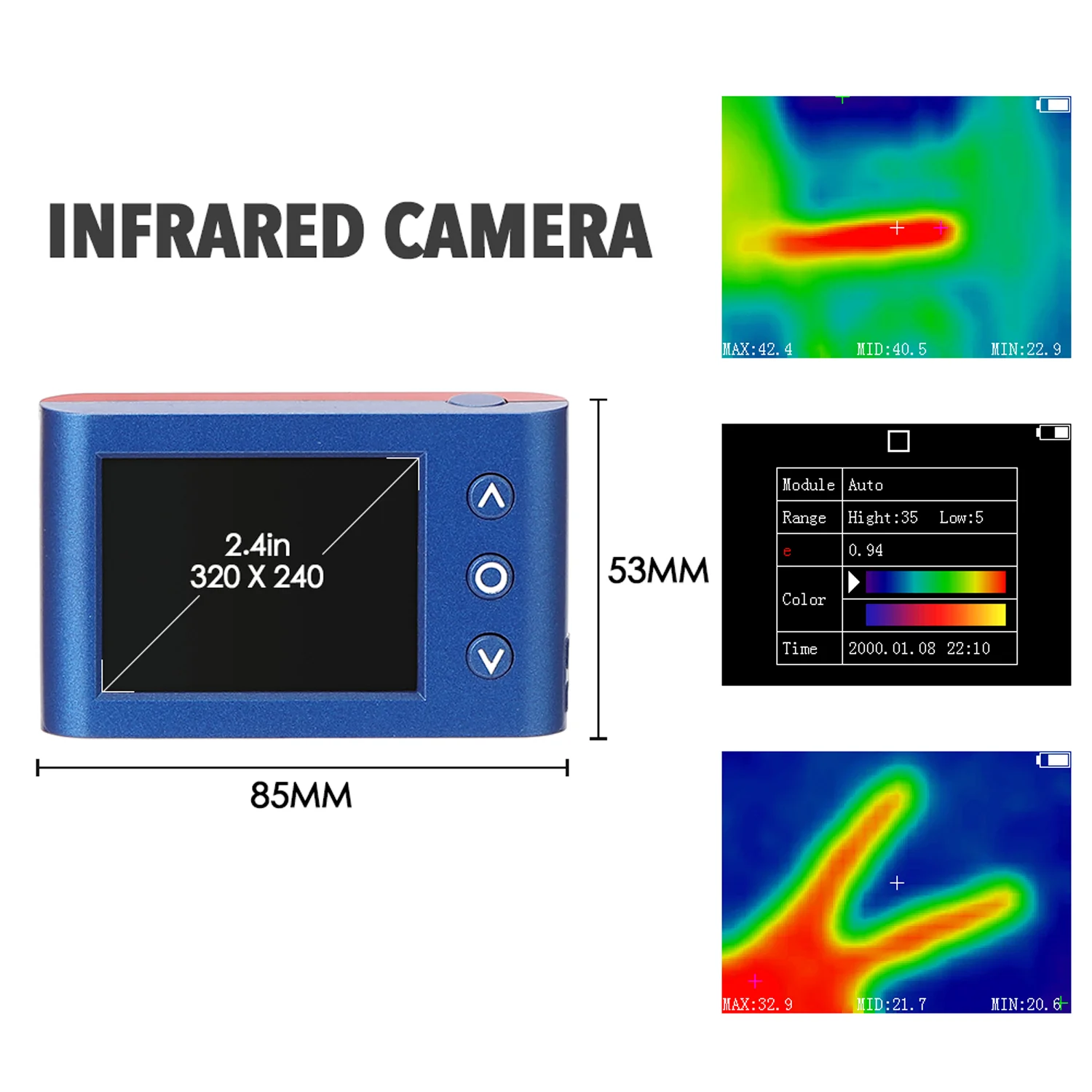 MLX90640 Infrared Thermal Imager Temperature Sensor Digital Thermal Camera Thermometer Tool With 2.4 Inch LCD Display Screen