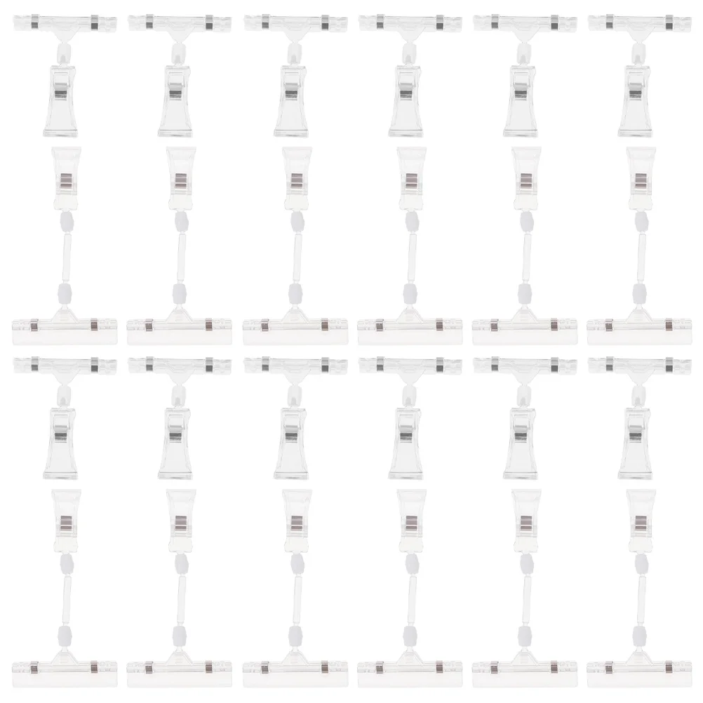 

50 Pcs Advertising Clip Double Sided Rotatable Clips Clear Price Tag List Holders Merchandise Display Abs